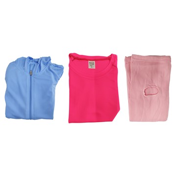 MI MI LEO 台灣製機能防曬組 防曬外套 + 路跑螢光T恤 + 防曬運動袖套 500g 2件組  L  水藍色/螢光桃  1組