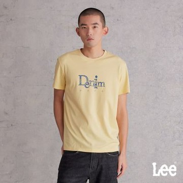Lee 男款 標準版型 DENIM大印花短袖圓領TEE 黃色