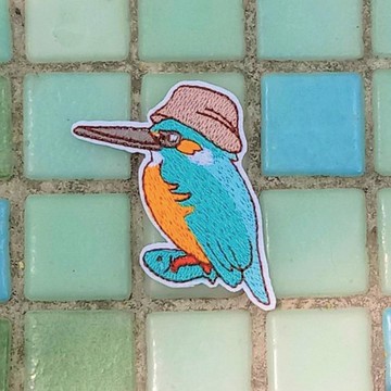 鳥繡片貼 / 別針 | 翠鳥漁夫