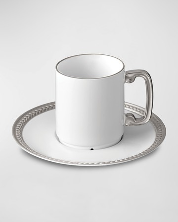 Soie Tressee Platinum-Plated Espresso Cup & Saucer