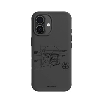 iPhone 16 SolidX 黑 - 迪士尼-星際大戰 Star Wars - 波巴費特-線稿風格白