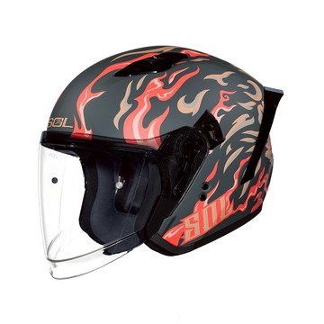 SOL SO-11P 獅燄_消光灰/紅 開放式安全帽