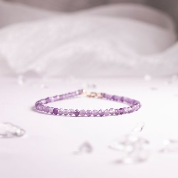 紫水晶 美國14KGF 2MM極細天然石手鍊 l 愛情守護石 二月誕生石 l