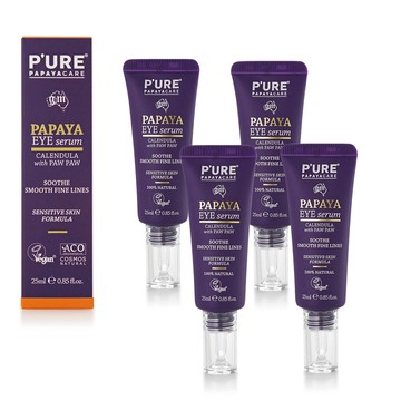【澳洲Pure Papayacare】木瓜眼精華含玻尿酸金盞花(4入組 25ml/瓶-專業級)