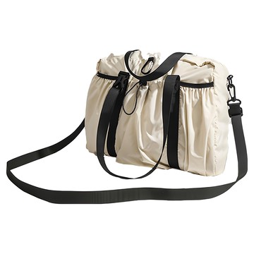 蕉蕉購物 韓版慵懶 米白色 大容量手提肩背包  36 x 13 x 25cm