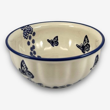 波蘭手繪手工陶-大碗 20cm 簡約舞蝶系列 設計師款