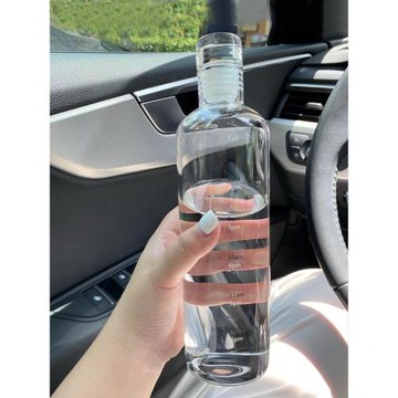 簡約時尚時間刻度杯密封高硼硅耐高溫透明玻璃水瓶女高顏值ins風