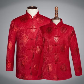 中老年情侶中式唐裝男女生日過壽爺爺奶奶秋冬棉衣外套結婚禮服