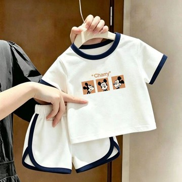 mori🎀mori【A類】男女童套裝夏兒童嬰幼寶寶卡通印花短袖短褲兩件套