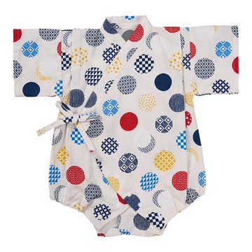 akachan honpo - 甚平包屁衣-和風圓圈-米白色