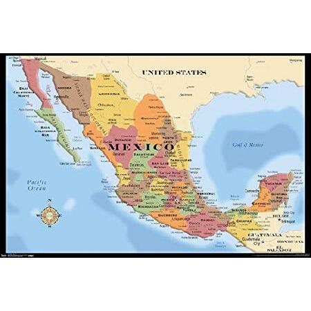 Trends International Map Mexico Wall Poster, 22.375" x 34", Unframed Version