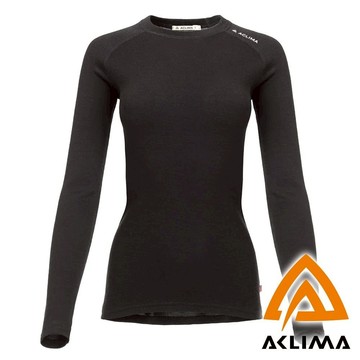 【ACLIMA 挪威】女羊毛圓領長袖上衣『黑色』101702 戶外 露營 登山 健行 休閒 羊毛 長袖 上衣