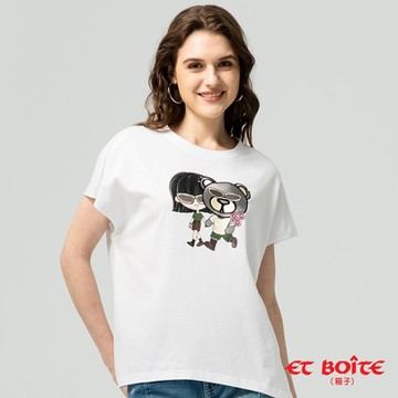 ET BOîTE 箱子 BLUE WAY – LIZ&NUNU熊印花連袖短TEE(白)