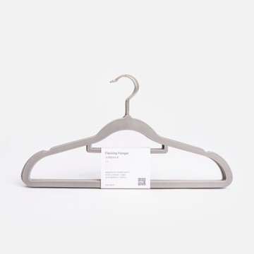 肩帶型防滑植絨衣架x5入 深灰