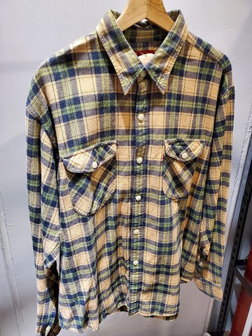 有禮貌穿搭 日本古著 levi's 法蘭絨 美式格紋 長襯 L號