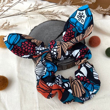 大腸圈/兔耳大腸圈/髮束/高雅線條花-紅色繽紛