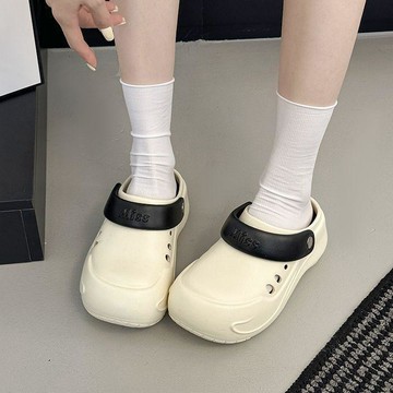 爆款直降價 洞洞鞋女 沙灘鞋 布希鞋 室外拖鞋 拖鞋女 厚底增高簡約洞洞鞋女外穿2026夏季新款兩穿涼拖鞋沙灘包頭半拖鞋
