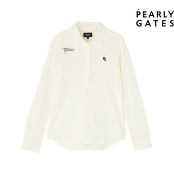 【ṔEARLY GATES】女款白色薄手設計保暖舒適雙面柔軟長袖POLO衫 JLW21002