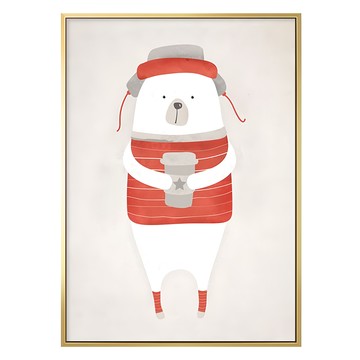 咖啡暖暖掌白熊  童心未泯之秋冬系列  59.4 x 42cm  金色