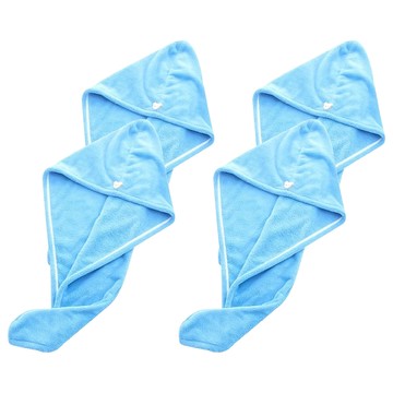 小麥購物 珊瑚絨乾髮帽 小熊鈕扣乾髮帽 G298 60g  藍色  4個