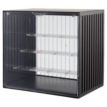 FAmILyLIFE 生活 貨櫃3層磁吸門透明展示盒 A-488-BK  1個  中(29.9 x 16.9 x 23.3cm)