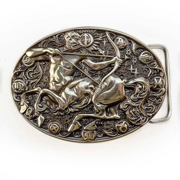 Sagittarus soild 德國銀皮帶扣，十二生肖鎳銀腰帶
