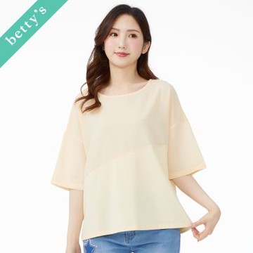betty s貝蒂思　圓領拼接微透上衣 (共二色)