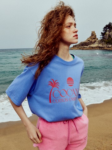 PALMTREE HALF TOP / BLUE