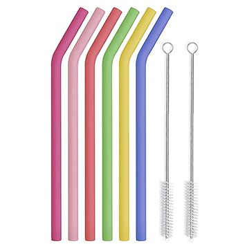 AHOYE 矽膠吸管套裝 (6支吸管+2支清潔刷)  8支  1組