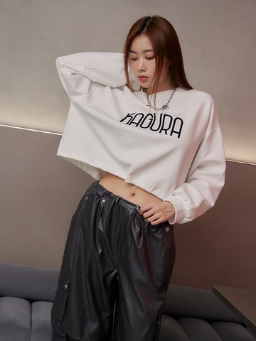 抽繩英文字母圓領上衣