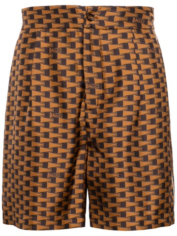 Bally - Pennant-print silk shorts - men - Silk - XL - Brown