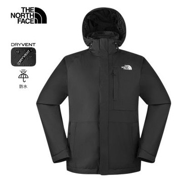 The North Face 官方旗艦 北面男款黑色DRYVENT防水鋪棉內裡三合一外套｜8GJXKX7