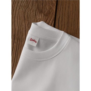 Cookies 300G重磅陶瓷磨毛純棉簡約風純白復古正肩短袖男士T恤