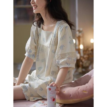 思莉太太睡衣夏天女款純棉新中式國風短袖短褲夏季可外穿家居服