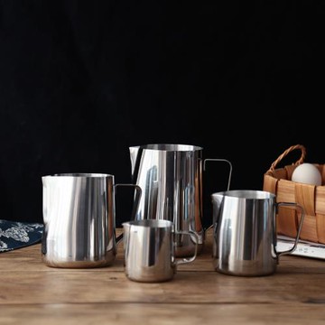 拉花壺拉花缸304不銹鋼咖啡拉花杯咖啡機配套奶泡杯花式尖嘴杯