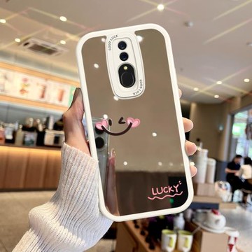 適用OPPOA9手機殼鏡面笑臉OPPOK12新款高級感K11/K10/K9補妝鏡子K5/K3保護套簡約A11S女K7軟硅膠X防摔PRO