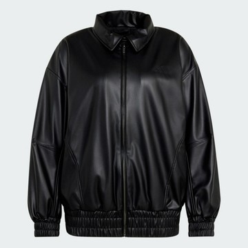 adidas Adidas 愛迪達 St F Leather Jk KV0616 女 立領外套 運動外套 休閒穿搭 皮外套 黑