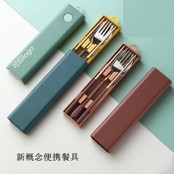 便攜式304不銹鋼餐具筷子勺子套裝學生上班族筷子勺子叉子三件套