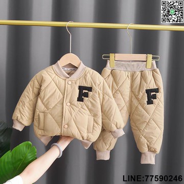 【歡樂購】小童寶寶純色棉服套裝男童夾棉開衫棒球服套裝兒童加厚潮一件代發