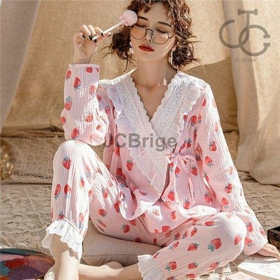 マタニティ パジャマ レディース 上下セット 妊娠 長袖 ルームウェア イチゴ柄 部屋着 前開きパジャマ 授乳口付き 可愛い 春秋 授乳服 通販 Lineポイント最大get Lineショッピング