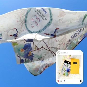 【精美禮盒】客製化禮物素雅蘭花絲巾連絲巾扣雅緻禮物套裝