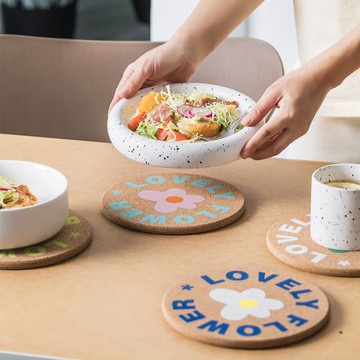 創意可愛彩色小花朵軟木隔熱加厚防燙廚房餐桌墊家用鍋墊耐熱墊子