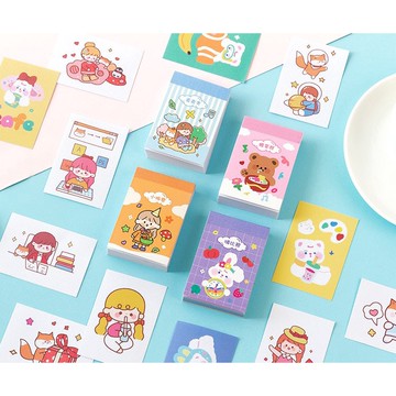 🍋檸檬青🍋 台灣現貨超可愛卡通軟物集第四季系列迷你豆豆本貼紙4款50張入手撕貼紙手帳裝飾素材