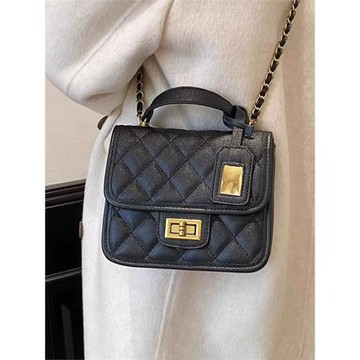 MK官網女包2024新款小香風菱格鏈條手提小方包時尚真皮單肩斜挎包