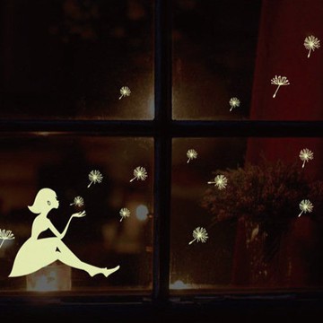 Loxin 創意夜光壁貼 吹蒲公英的女孩 DIY組合壁貼 壁紙 牆貼 背景貼 夜光貼
