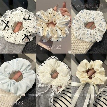 🌷臺灣出貨🌷Glove 韓係蝴蝶結大腸髮圈蕾絲花邊馬尾髮繩溫柔少女芭蕾甜妹頭繩髮飾 大腸髮圈 髮圈 髮帶 皮筋