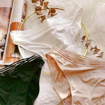 少女冰絲內褲女士黑白膚純棉襠抗菌低腰薄款透氣三角款性感底褲夏