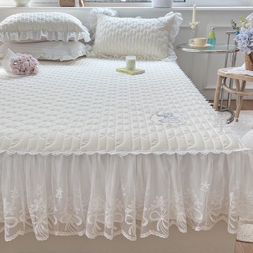 公主風乳膠涼墊 床裙款乳膠涼墊 保潔墊 床裙 床罩三件組 涼蓆三件組 可水洗 空調軟席 冰絲涼蓆 涼墊 可摺疊 夏季冰爽