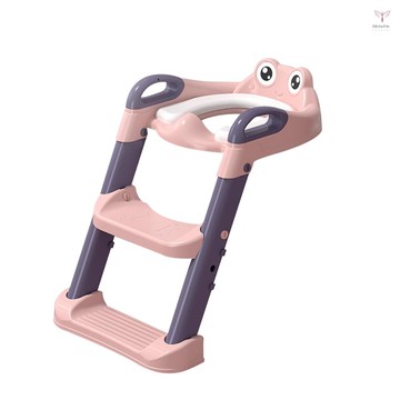 如廁訓練馬桶座帶階梯凳梯把手可折疊馬桶訓練座椅 2 級踏板高度可調節,適用於男孩和女孩學步兒童