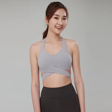 YOGA FLOW Teresa Bra - 性感繞頸短版上衣 - 淺銀灰 Misty Grey